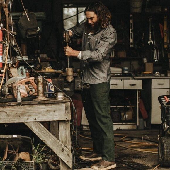 Taylor Stitch The Camp Pant Dark Olive Tuff Duck 28W Green Hemp Canvas NWT - Picture 7 of 9